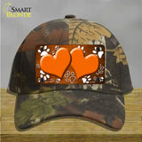 Paw Heart Orange White Novelty License Plate Hat Cotton / Camoflauge