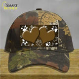 Paw Heart Brown White Novelty License Plate Hat Cotton / Camoflauge