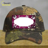 Paw Scallop Pink White Novelty License Plate Hat Cotton / Camoflauge