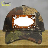 Paw Scallop Orange White Novelty License Plate Hat Cotton / Camoflauge