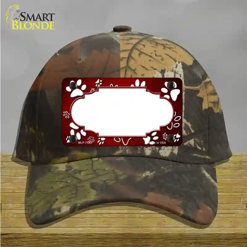 Paw Scallop Red White Novelty License Plate Hat Cotton / Camoflauge