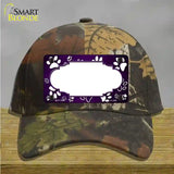 Paw Scallop Purple White Novelty License Plate Hat Cotton / Camoflauge