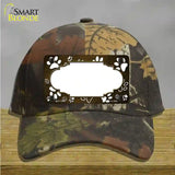 Paw Scallop Brown White Novelty License Plate Hat Cotton / Camoflauge