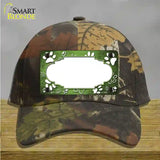 Paw Scallop Lime Green White Novelty License Plate Hat Cotton / Camoflauge