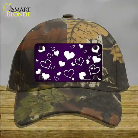 Purple White Love Oil Rubbed Novelty License Plate Hat Cotton / Camoflauge