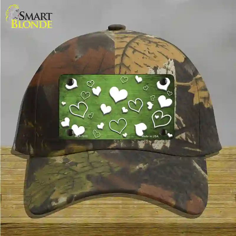 Lime Green White Love Oil Rubbed Novelty License Plate Hat Cotton / Camoflauge