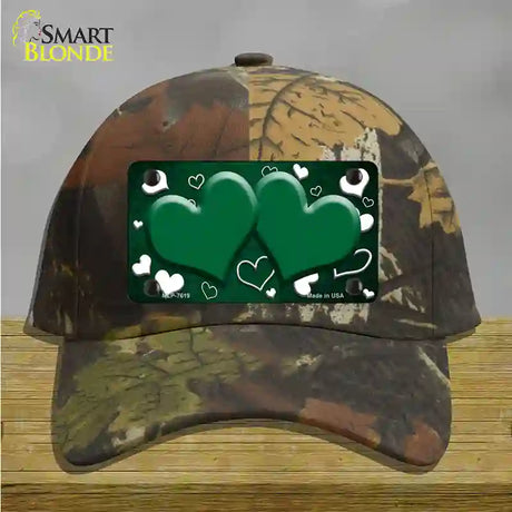 Green White Love Hearts Oil Rubbed Novelty License Plate Hat Cotton / Camoflauge