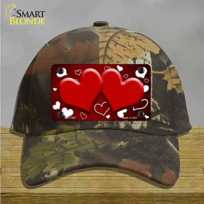 Red White Love Hearts Oil Rubbed Novelty License Plate Hat Cotton / Camoflauge