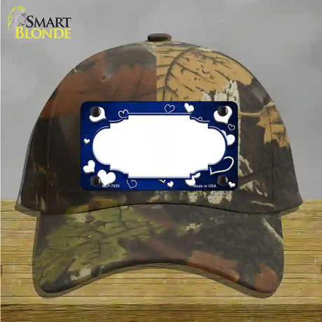 Blue White Love Scallop Oil Rubbed Novelty License Plate Hat Cotton / Camoflauge