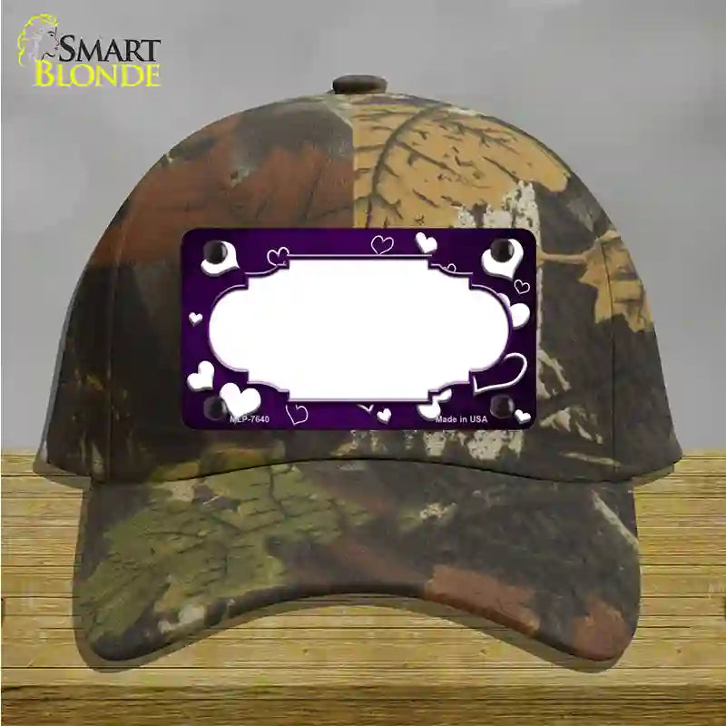 Purple White Love Scallop Oil Rubbed Novelty License Plate Hat Cotton / Camoflauge