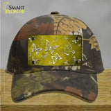 Yellow White Butterfly Oil Rubbed Novelty License Plate Hat Cotton / Camoflauge