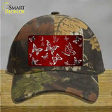 Red White Butterfly Oil Rubbed Novelty License Plate Hat Cotton / Camoflauge