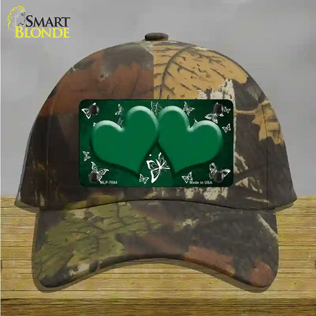 Green White Hearts Butterfly Oil Rubbed Novelty License Plate Hat Cotton / Camoflauge