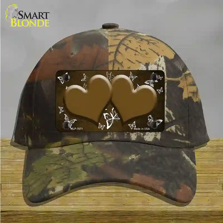 Brown White Hearts Butterfly Oil Rubbed Novelty License Plate Hat Cotton / Camoflauge