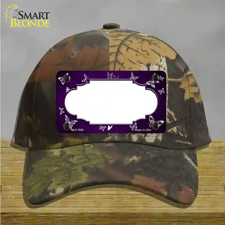 Purple White Scallop Butterfly Oil Rubbed Novelty License Plate Hat Cotton / Camoflauge