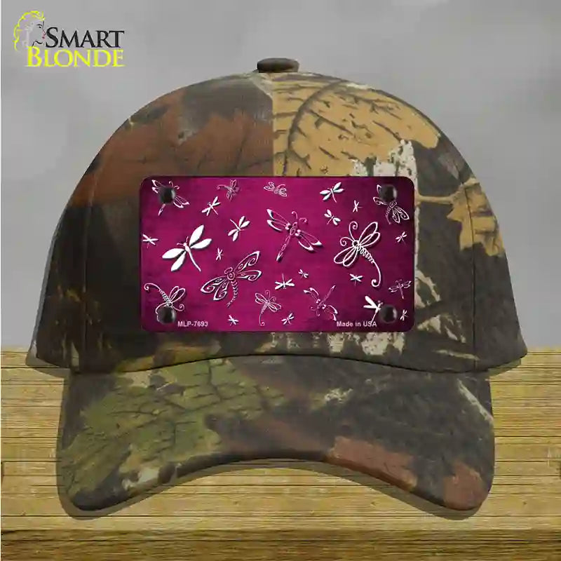 Pink White Dragonfly Oil Rubbed Novelty License Plate Hat Cotton / Camoflauge