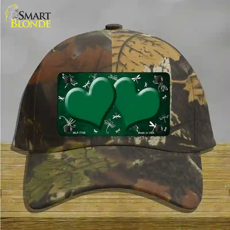 Green White Dragonfly Hearts Oil Rubbed Novelty License Plate Hat Cotton / Camoflauge