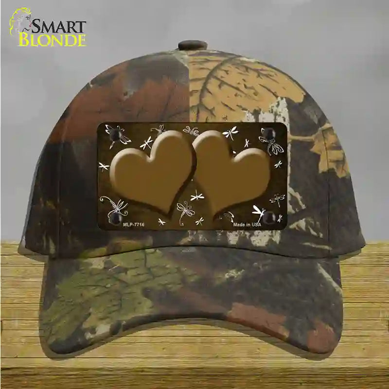 Brown White Dragonfly Hearts Oil Rubbed Novelty License Plate Hat Cotton / Camoflauge