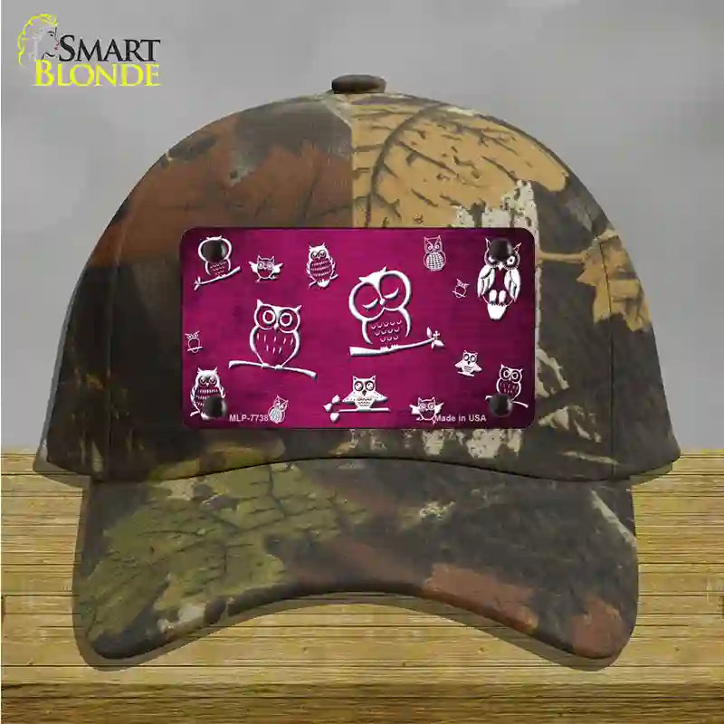 Pink White Owl Oil Rubbed Novelty License Plate Hat Cotton / Camoflauge