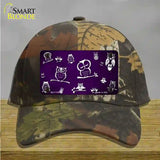 Purple White Owl Oil Rubbed Novelty License Plate Hat Cotton / Camoflauge