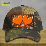 Orange White Owl Hearts Oil Rubbed Novelty License Plate Hat Cotton / Camoflauge