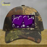 Purple White Owl Hearts Oil Rubbed Novelty License Plate Hat Cotton / Camoflauge