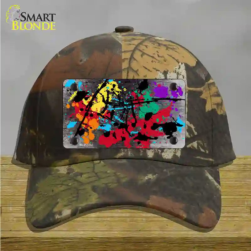 Black White Splatter Oil Rubbed Novelty License Plate Hat Cotton / Camoflauge