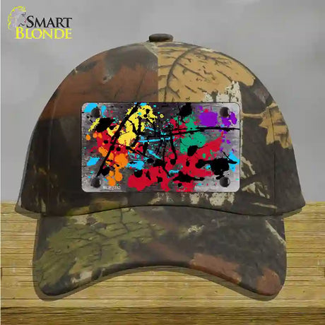 Black White Splatter Oil Rubbed Novelty License Plate Hat Cotton / Camoflauge