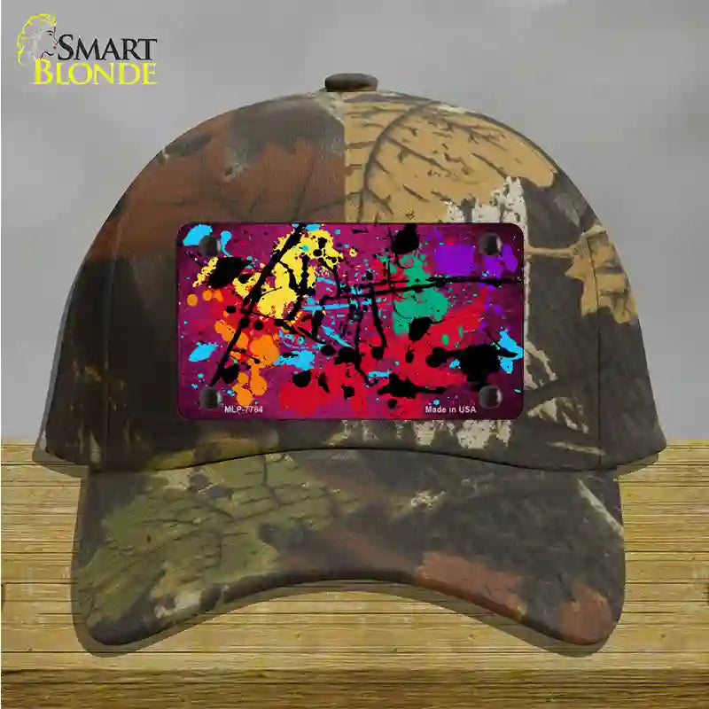 Pink Splatter Oil Rubbed Novelty License Plate Hat Cotton / Camoflauge