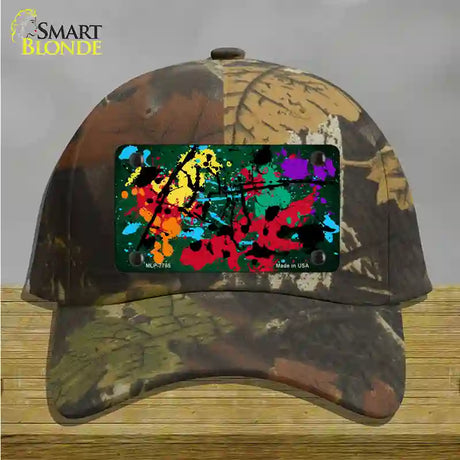 Green Splatter Oil Rubbed Novelty License Plate Hat Cotton / Camoflauge