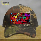 Red Splatter Oil Rubbed Novelty License Plate Hat Cotton / Camoflauge