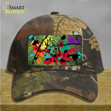 Lime Green Splatter Oil Rubbed Novelty License Plate Hat Cotton / Camoflauge