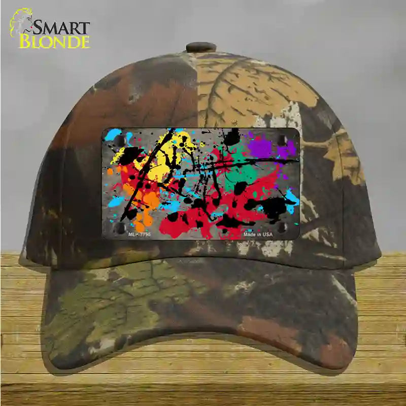 Tan Splatter Oil Rubbed Novelty License Plate Hat Cotton / Camoflauge