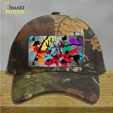 White Splatter Oil Rubbed Novelty License Plate Hat Cotton / Camoflauge