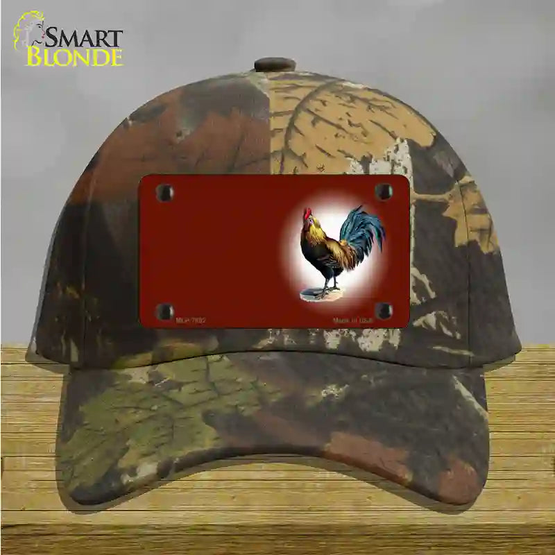 Rooster Offset Red Novelty License Plate Hat Cotton / Camoflauge