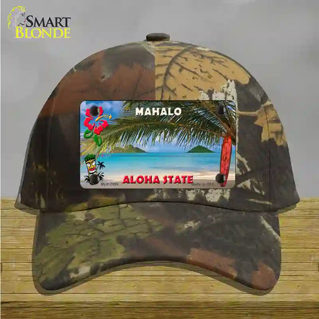 Blank Mahalo Hawaii State Novelty License Plate Hat Cotton / Camoflauge