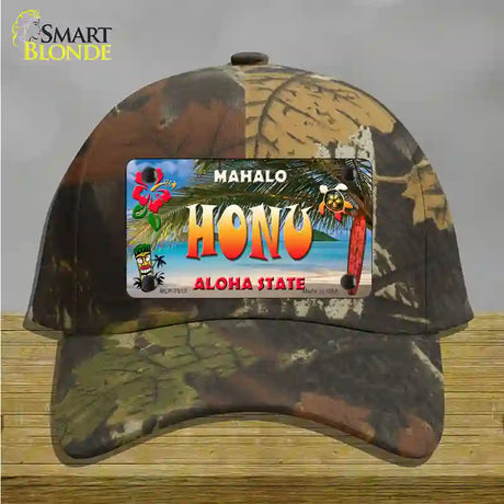 Honu Hawaii State Novelty License Plate Hat Cotton / Camoflauge