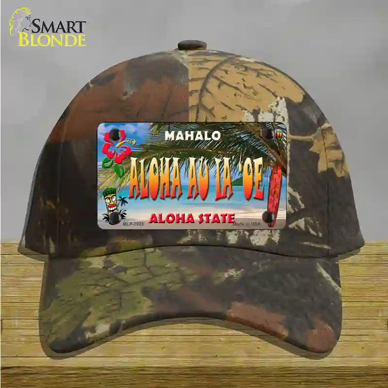 Aloha Au La oe Hawaii State Novelty License Plate Hat Cotton / Camoflauge