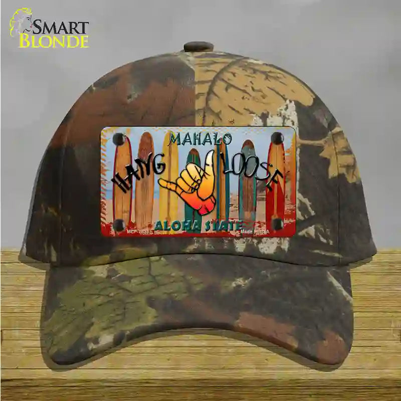 Hang Loose Surfboards Hawaii State Novelty License Plate Hat Cotton / Camoflauge