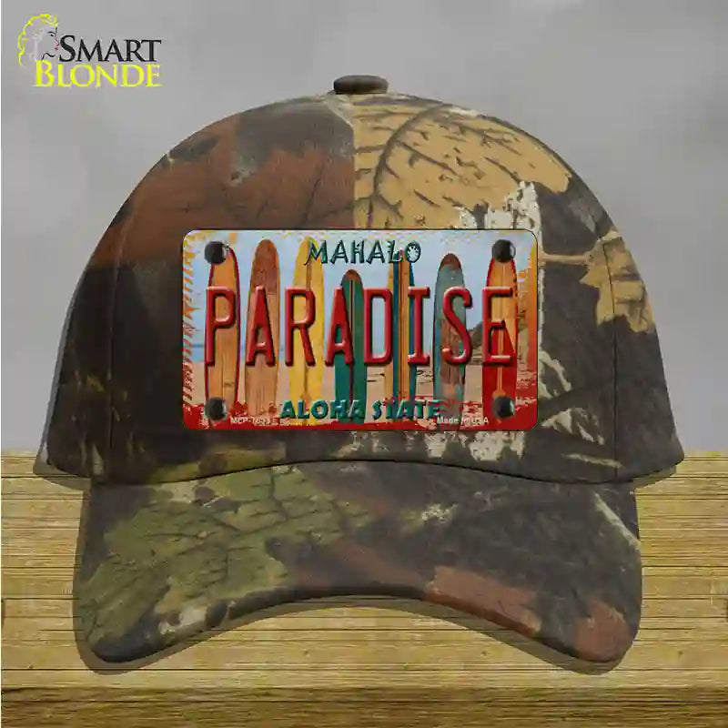 Paradise Surfboards Hawaii State Novelty License Plate Hat Cotton / Camoflauge