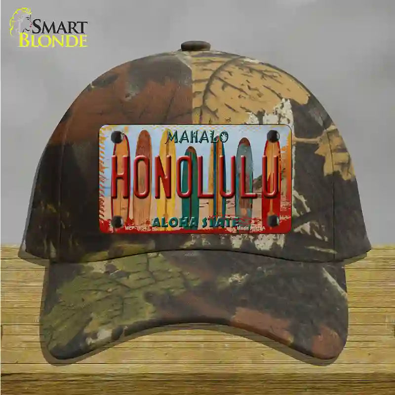 Honolulu Surfboards Hawaii State Novelty License Plate Hat Cotton / Camoflauge