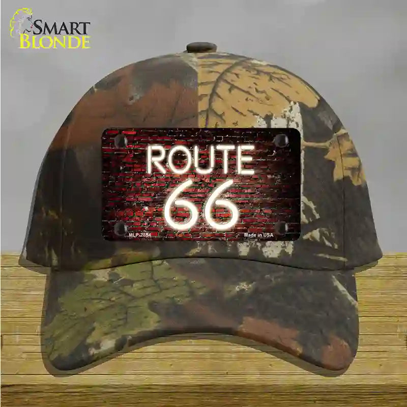 Route 66 Neon Brick Novelty License Plate Hat Cotton / Camoflauge