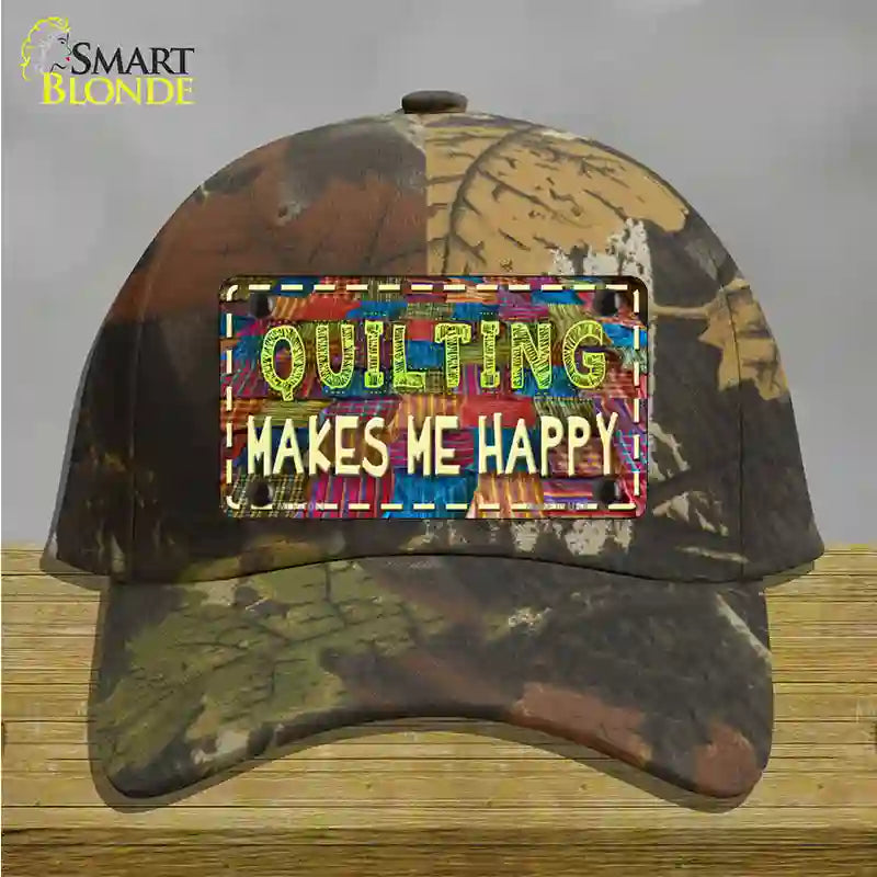 Quilting Makes Me Happy Novelty License Plate Hat Cotton / Camoflauge