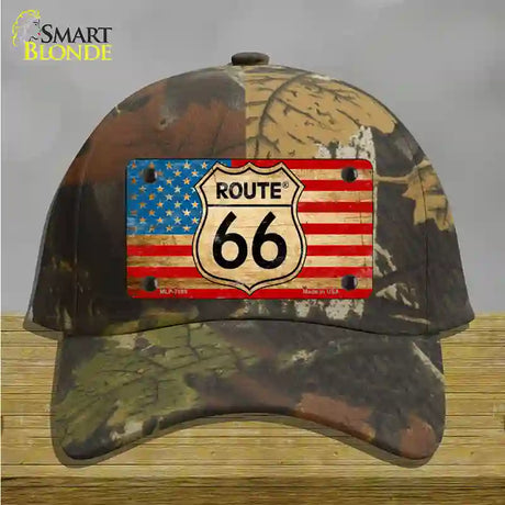 Route 66 American Flag Novelty License Plate Hat Cotton / Camoflauge