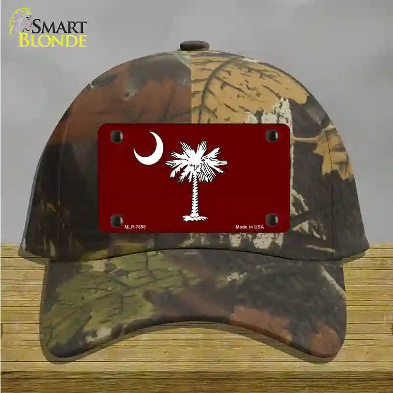 South Carolina Flag Burgundy Novelty License Plate Hat Cotton / Camoflauge