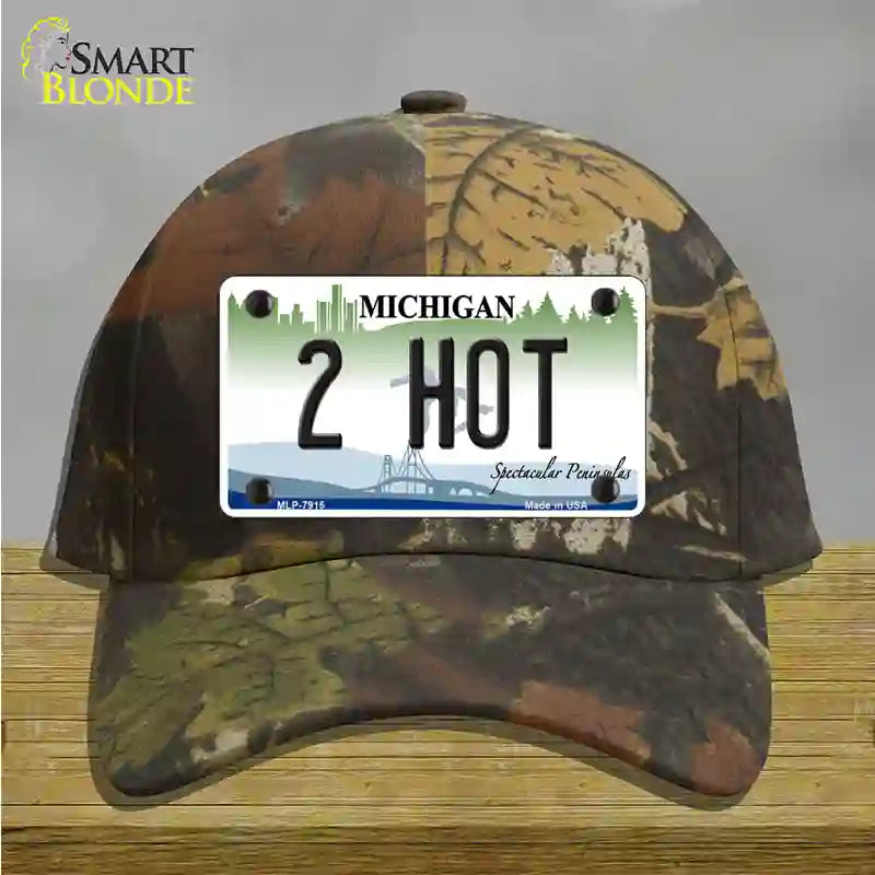 2 Hot Michigan Novelty License Plate Hat Cotton / Camoflauge