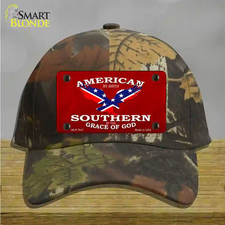 American By Birth Novelty License Plate Hat Cotton / Camoflauge