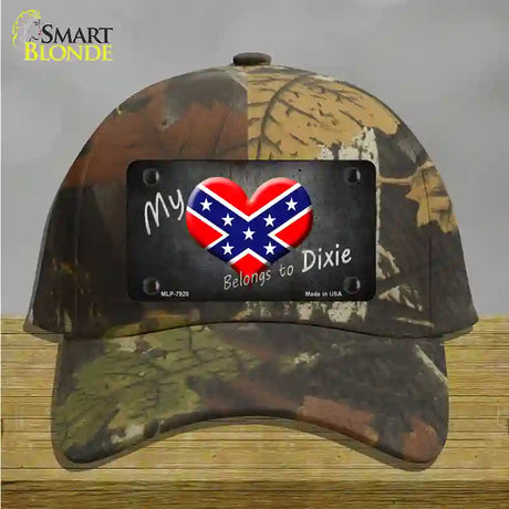 Heart Belongs To Dixie Novelty License Plate Hat Cotton / Camoflauge