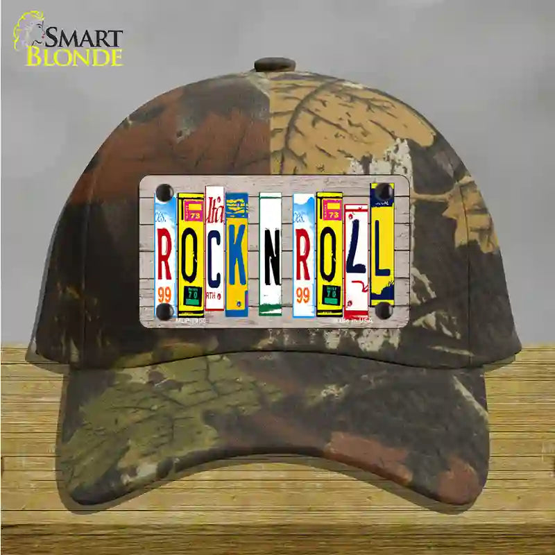 Rock N Roll Wood License Plate Art Novelty License Plate Hat Cotton / Camoflauge