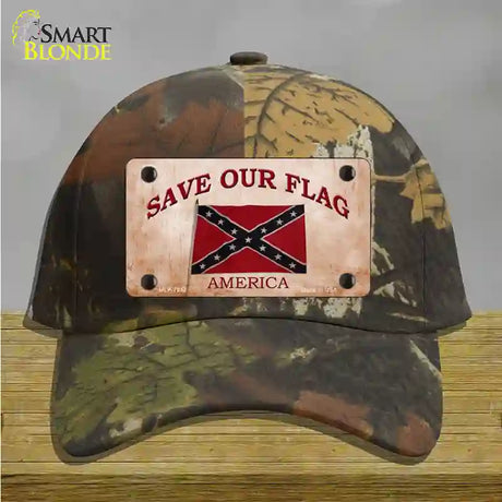 Save Our Flag Confederate Novelty License Plate Hat Cotton / Camoflauge